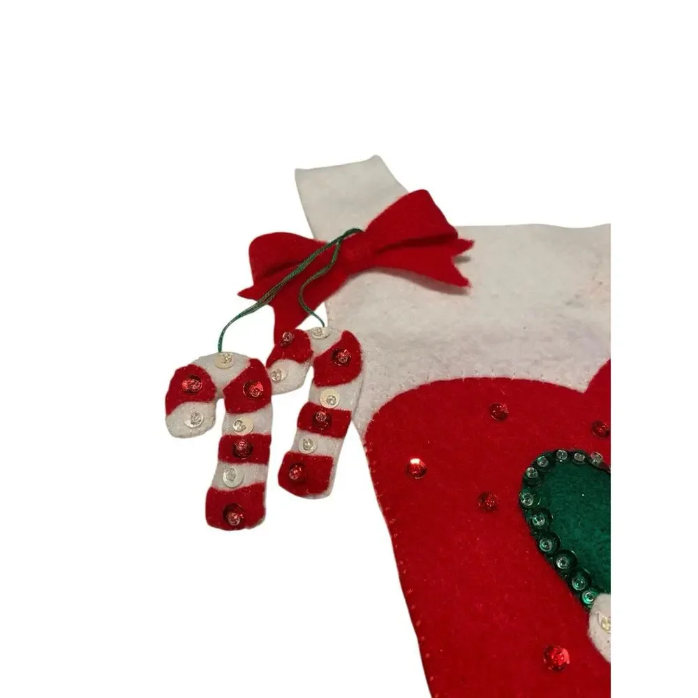 Finished Bucilla Christmas Stocking Handmade Santa Felt Sequin Applique‎ 84856